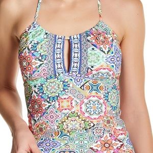 NWT Nanette Lepore Greek Tile Tankini SZ S